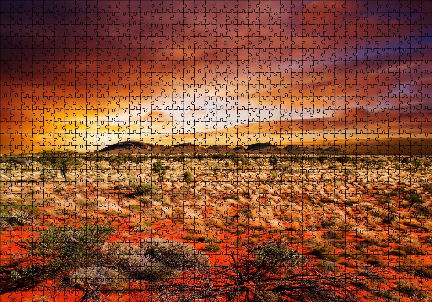 Orta Avustralya Çölde Günbatımı Puzzle Yapboz MDF Ahşap 1000 Parça 49 cm X 68 cm