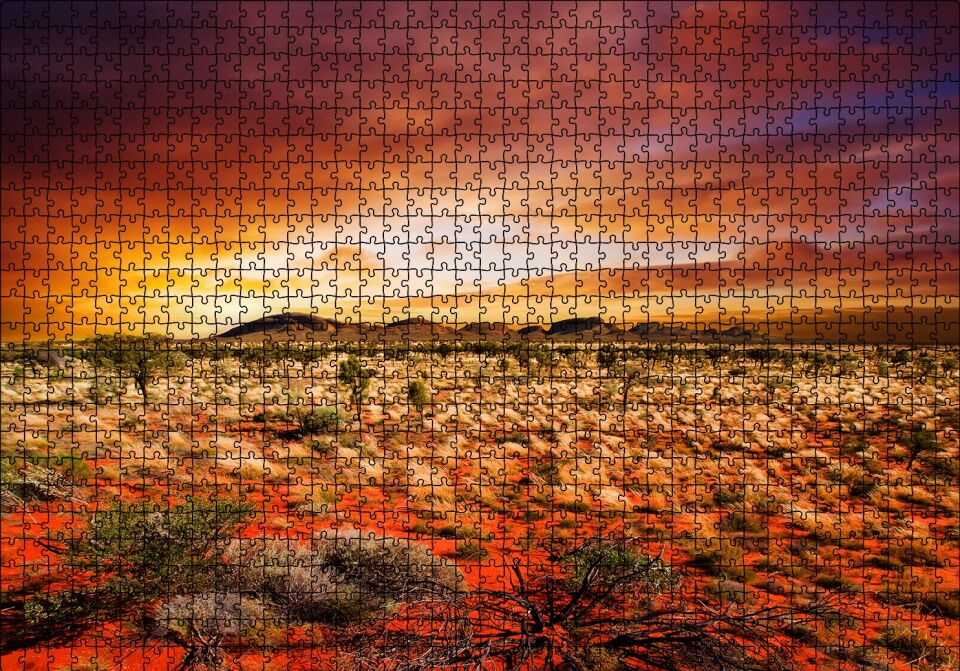 Orta Avustralya Çölde Günbatımı Puzzle Yapboz MDF Ahşap 1000 Parça 49 cm X 68 cm