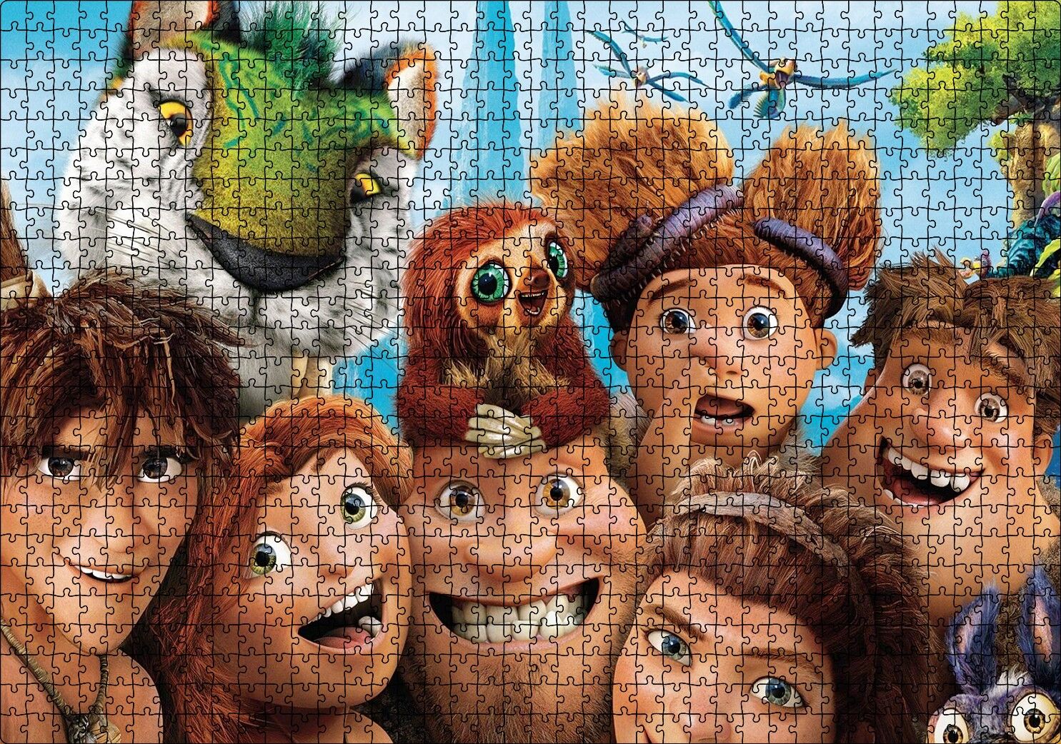 Croods Karakterleri Karikatür Puzzle Yapboz MDF Ahşap 1000 Parça 49 cm X 68 cm