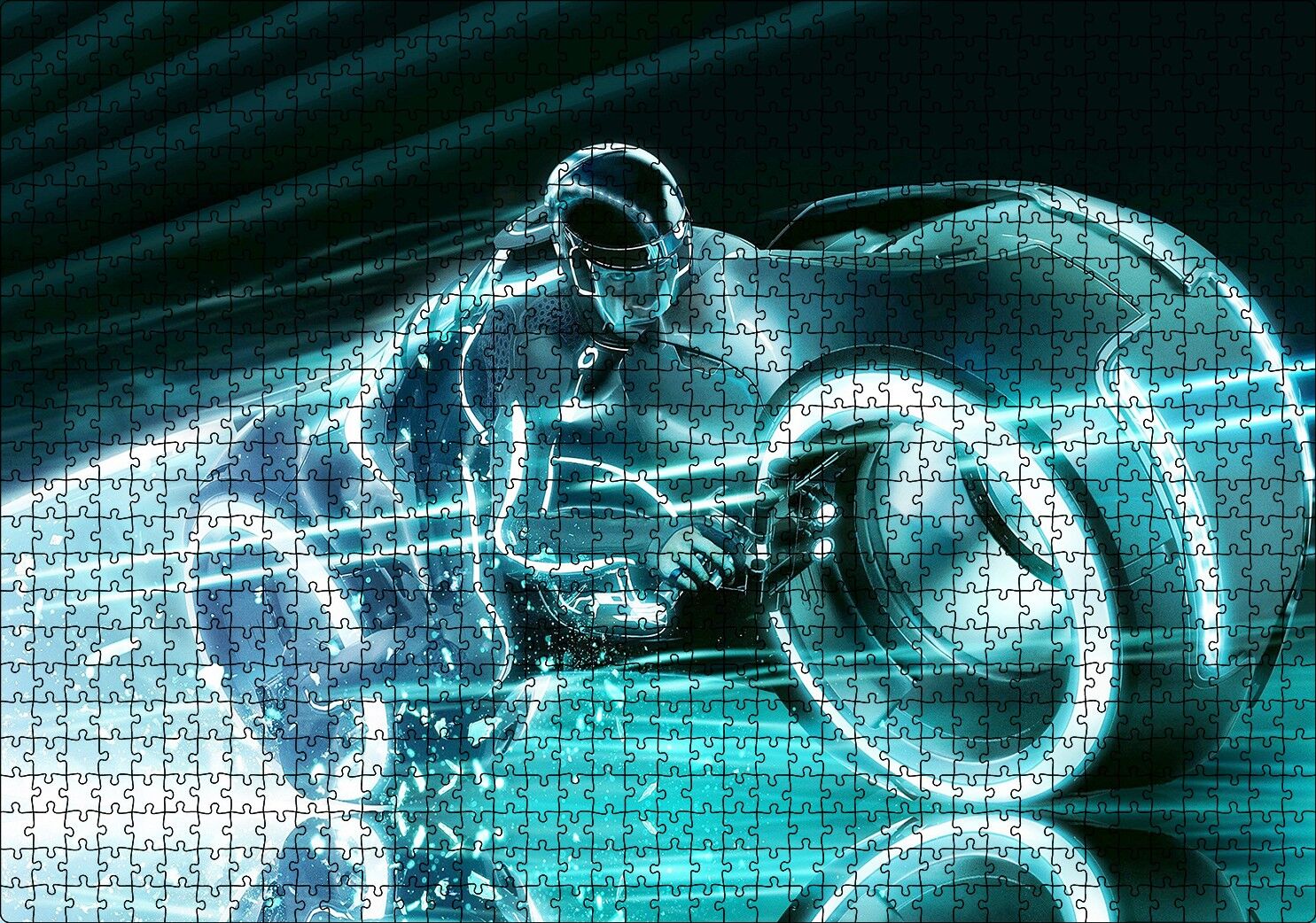 Tron Legacy Motor ve Sürücüsü Puzzle Yapboz MDF Ahşap 1000 Parça 49 cm X 68 cm