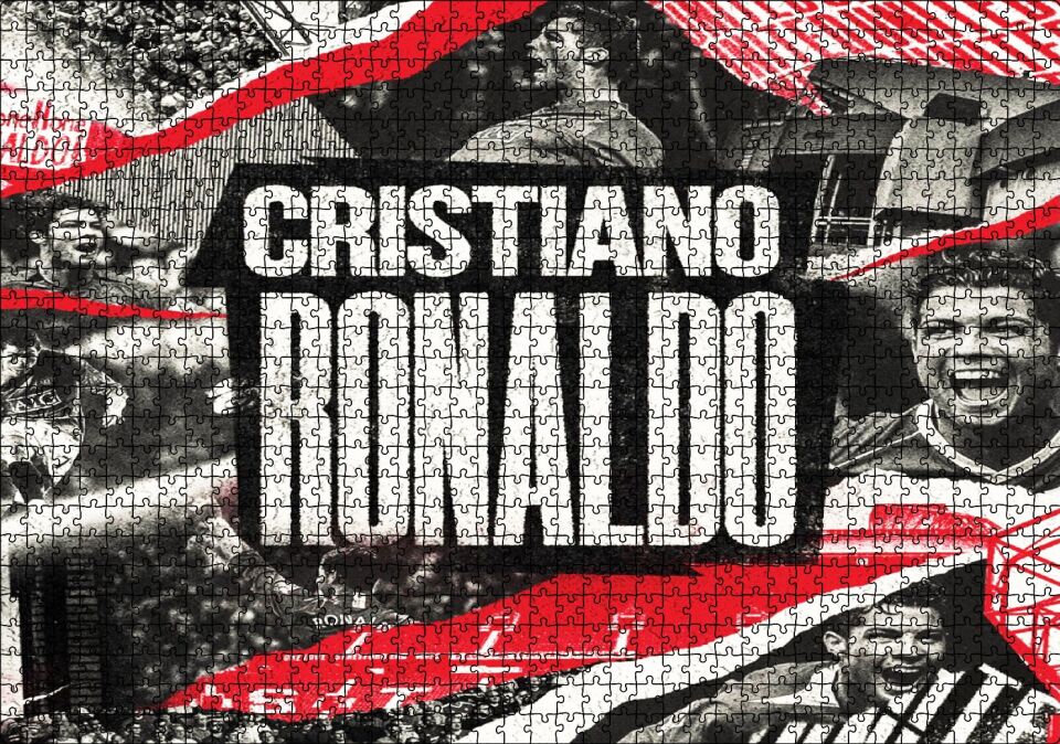 Cristiano Ronaldo Büyük Yazı ve Kompozisyon Puzzle Yapboz MDF Ahşap 1000 Parça 49 cm X 68 cm