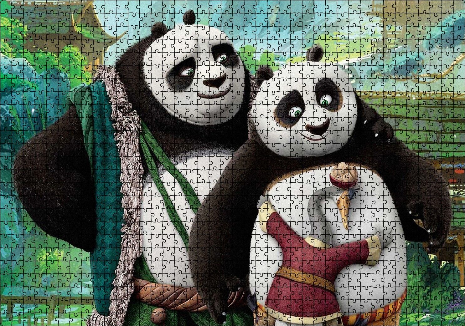 Li Shan Ve Po İle Kung Fu Panda Görseli Puzzle Yapboz MDF Ahşap 1000 Parça 49 cm X 68 cm