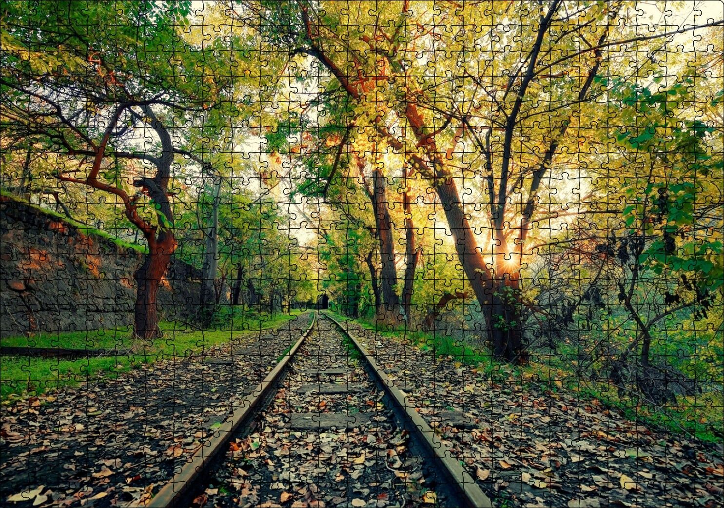 Ermenistan Erivan Orman İçi Demiryolu Puzzle Yapboz MDF Ahşap 500 Parça 49 cm X 68 cm