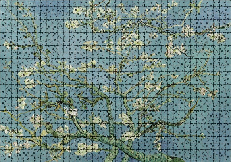 Çiçek Açan Badem Agacı Van Gogh Puzzle Yapboz MDF Ahşap 1000 Parça 49 cm X 68 cm