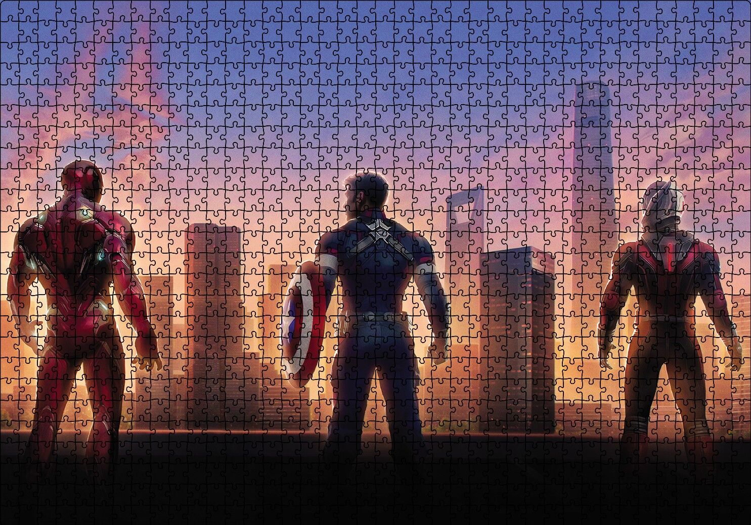 Avengers Endgame Iron Man, Captain America ve Ant Man Puzzle Yapboz MDF Ahşap 1000 Parça 49 cm X 68 cm