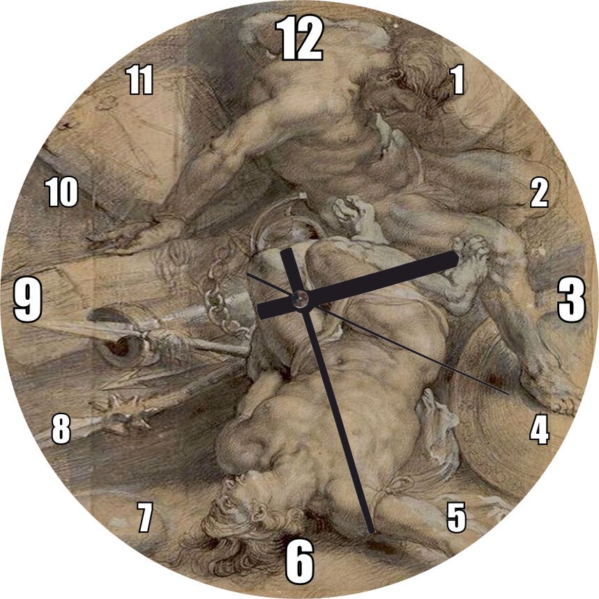 Antik Çağ Savaşçıları Rubens Tablosu  Mdf Ahşap Duvar Saati 50 cm Çap