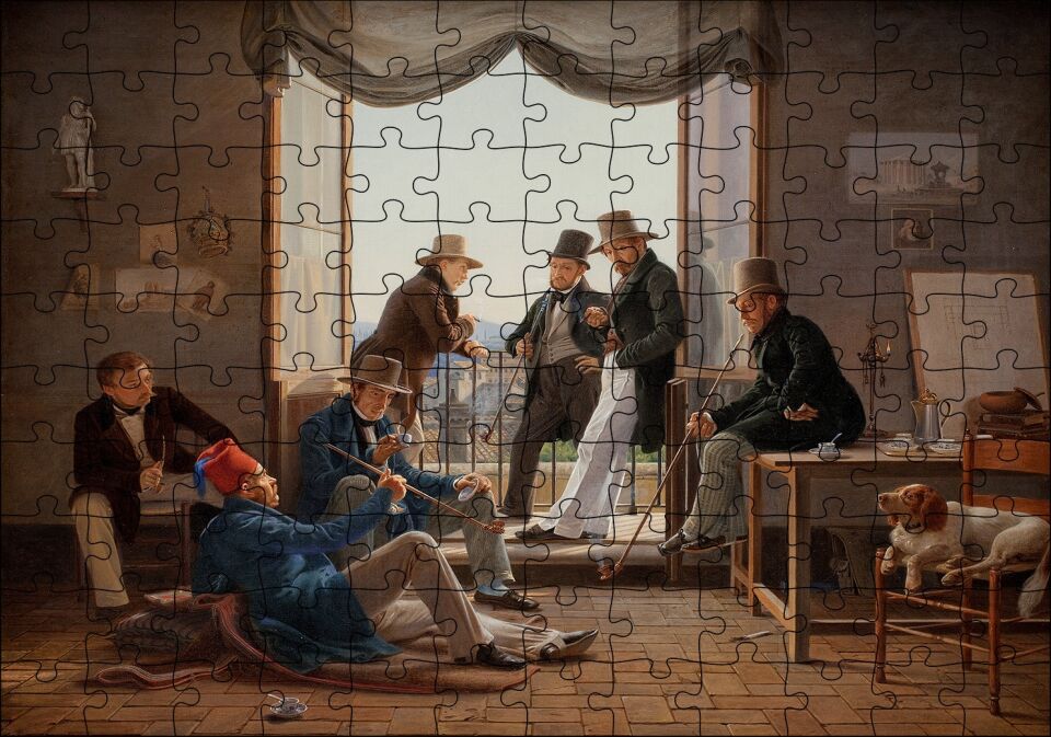 Danimarkalı Sanatçılar Roma'da Puzzle Yapboz MDF Ahşap 120 Parça 24 cm X 34 cm