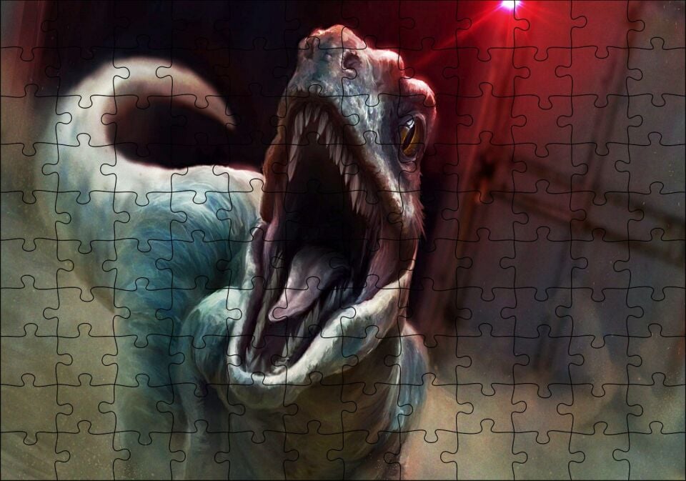 Jurassic World Velociraptor Blue Puzzle Yapboz MDF Ahşap