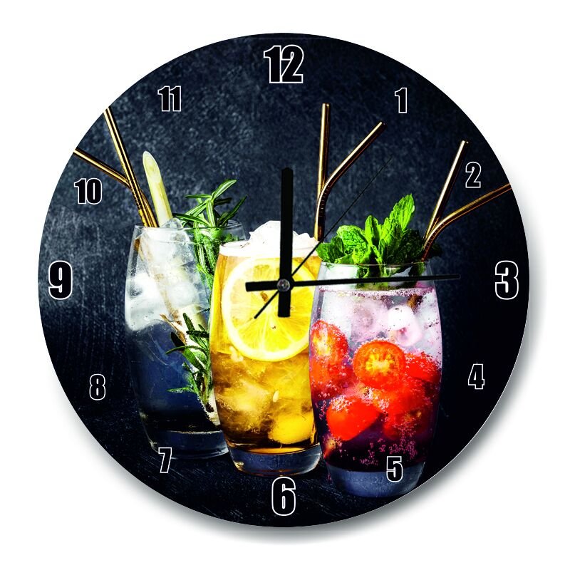 Meyveli Frozenler Siyah Arkaplan  Mdf Ahşap Duvar Saati