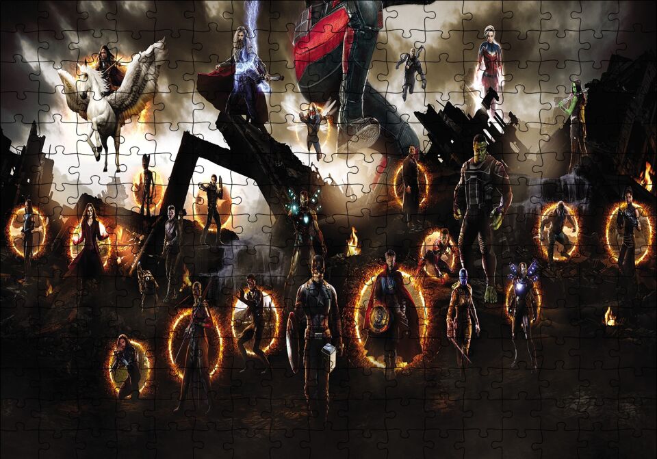 Avengers Endgame Son Savaş Görseli Puzzle Yapboz MDF Ahşap 255 Parça 34 cm X 49 cm