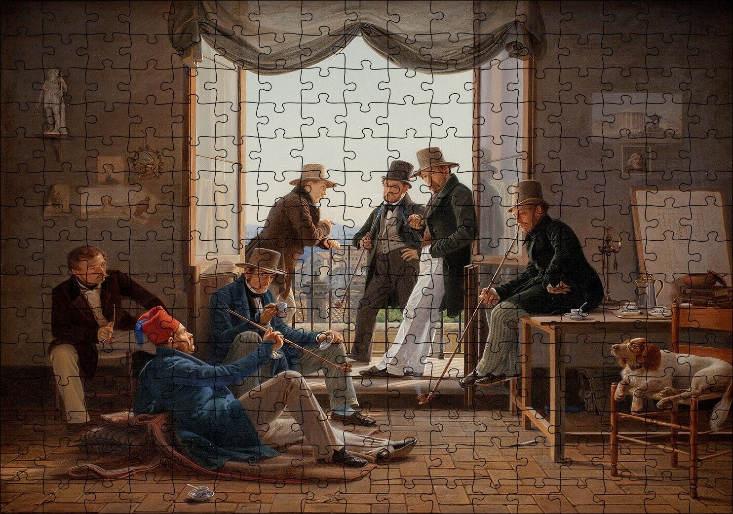Danimarkalı Sanatçılar Roma'da Puzzle Yapboz MDF Ahşap 255 Parça 34 cm X 49 cm