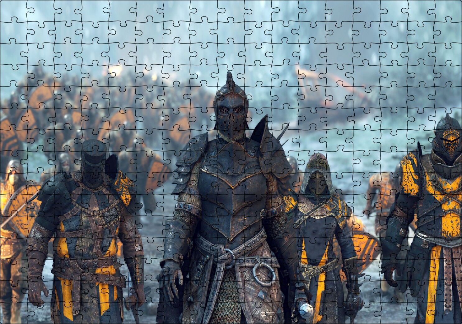 For Honor Oyunundan Savaş Sahnesi Puzzle Yapboz MDF Ahşap 255 Parça 34 cm X 49 cm