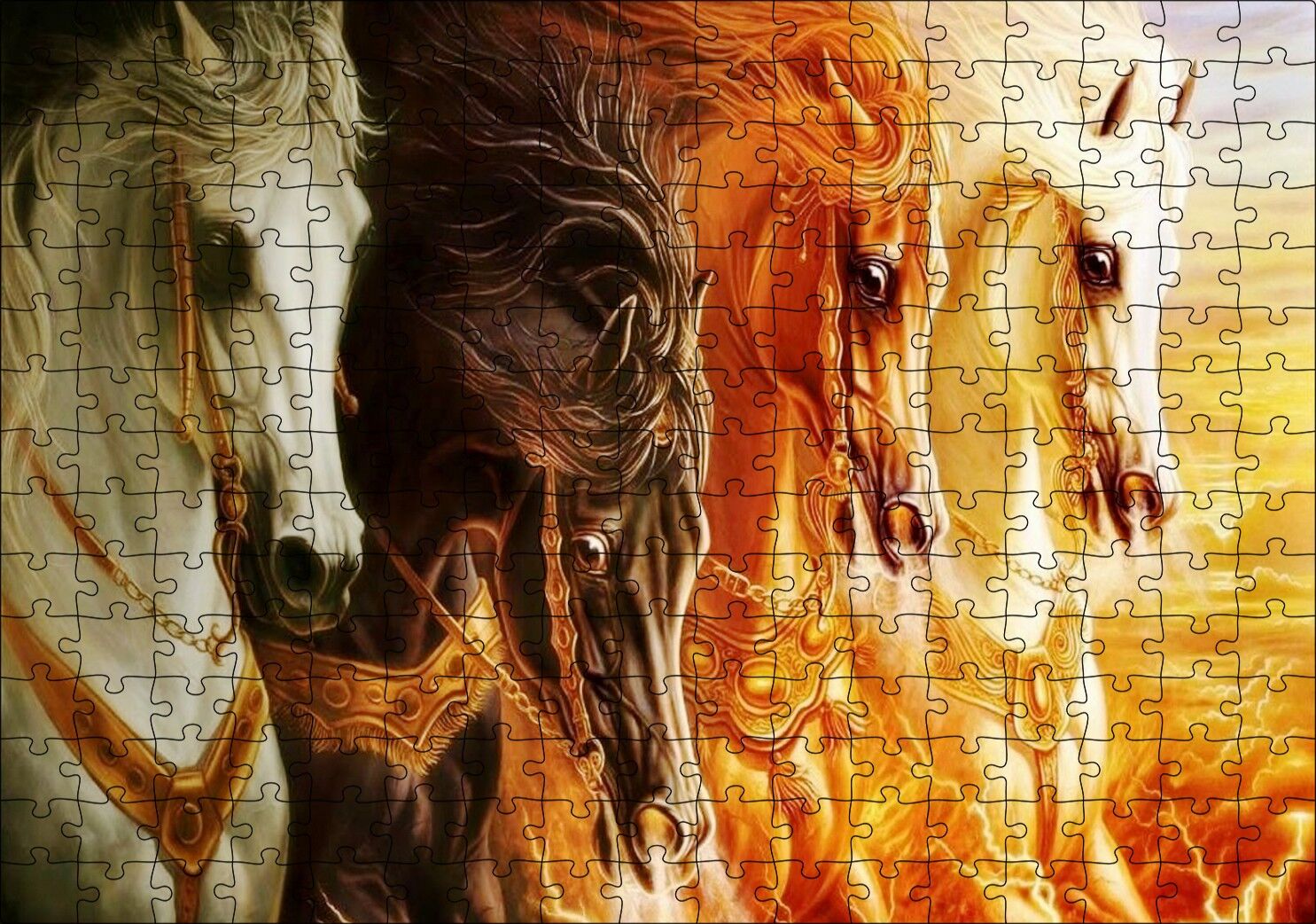 Mahşerin Dört Atlısı Puzzle Yapboz MDF Ahşap 255 Parça 34 cm X 49 cm