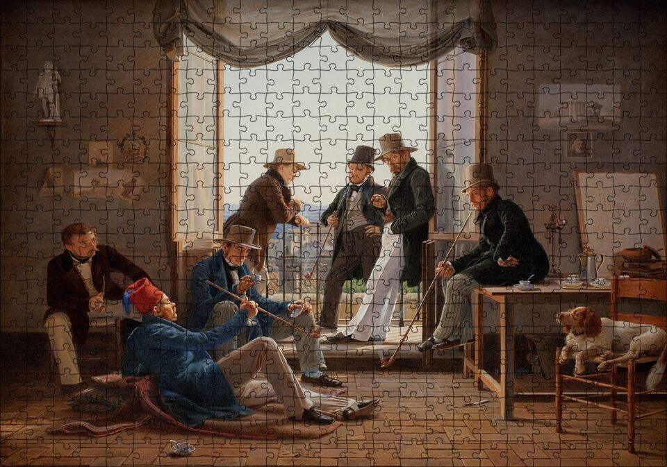 Danimarkalı Sanatçılar Roma'da Puzzle Yapboz MDF Ahşap 500 Parça 49 cm X 68 cm