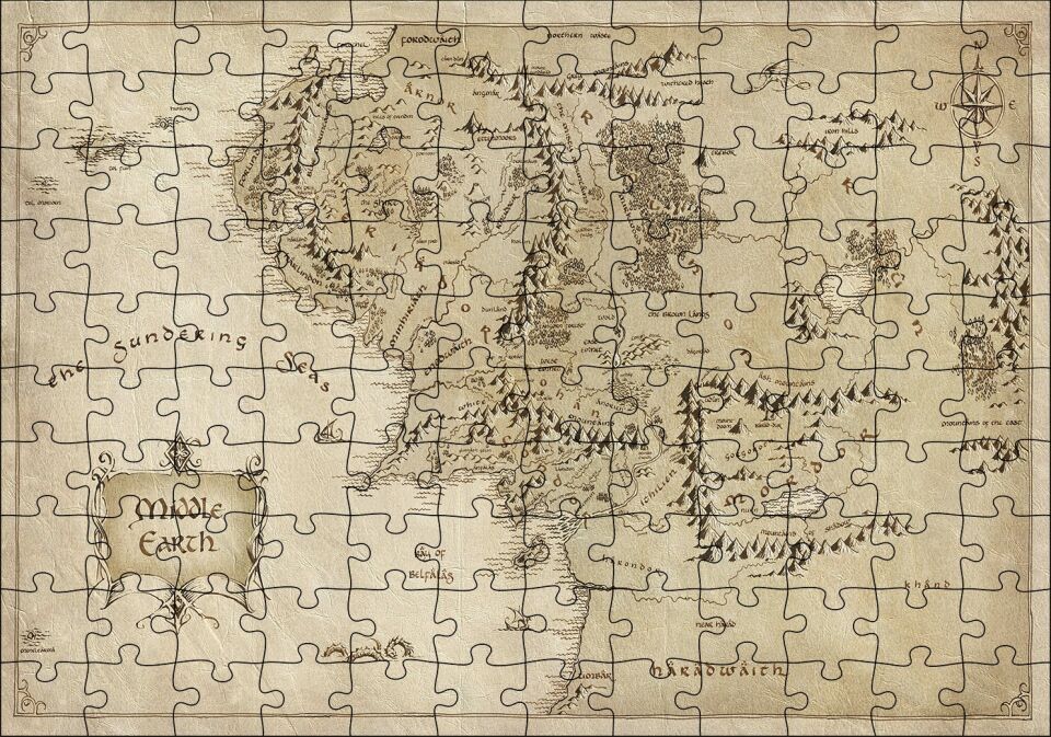 The Lord of the Rings Ortadünya Haritası Puzzle Yapboz MDF Ahşap