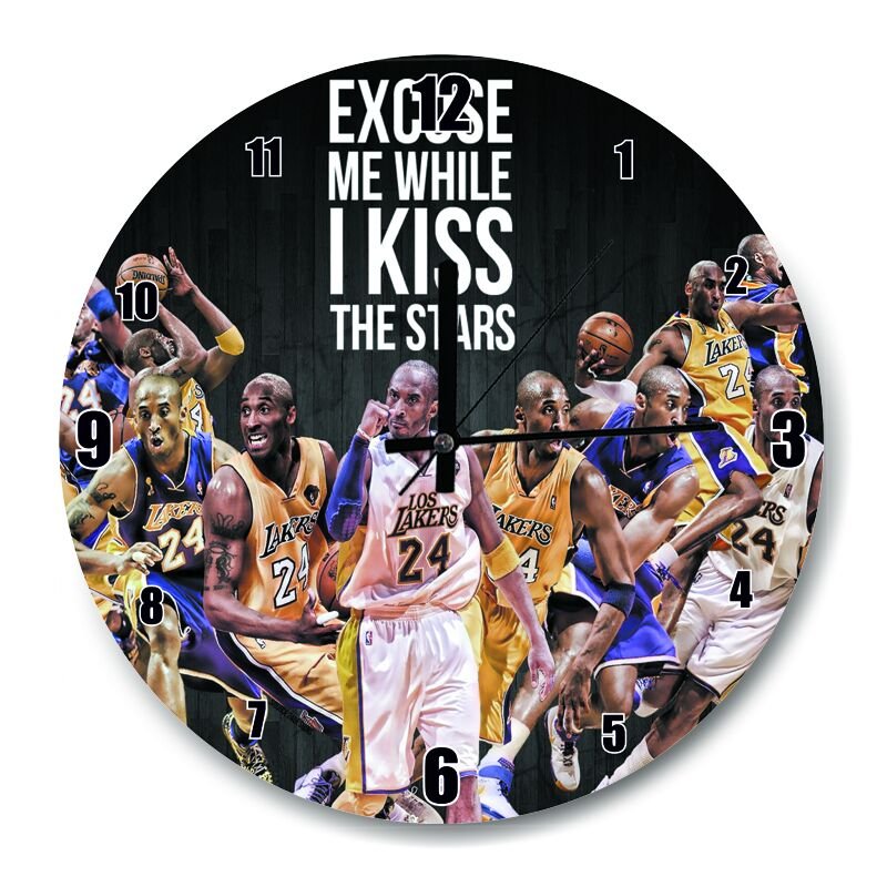 Kobe Bryant Özgürlük  Mdf Ahşap Duvar Saati 50 cm Çap