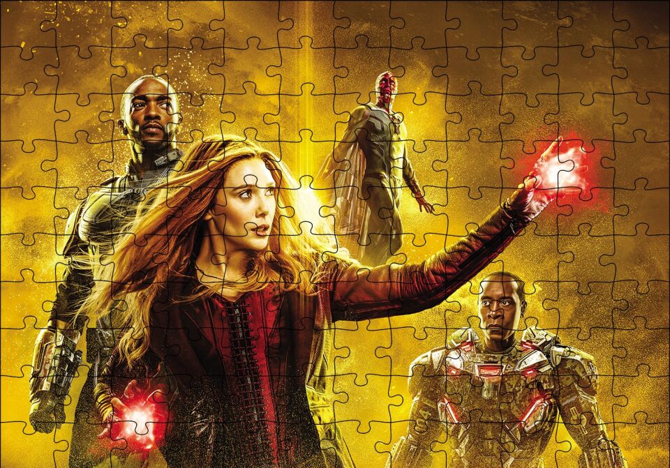Avengers Falcon, Witch ve Rocket Puzzle Yapboz MDF Ahşap 120 Parça 24 cm X 34 cm
