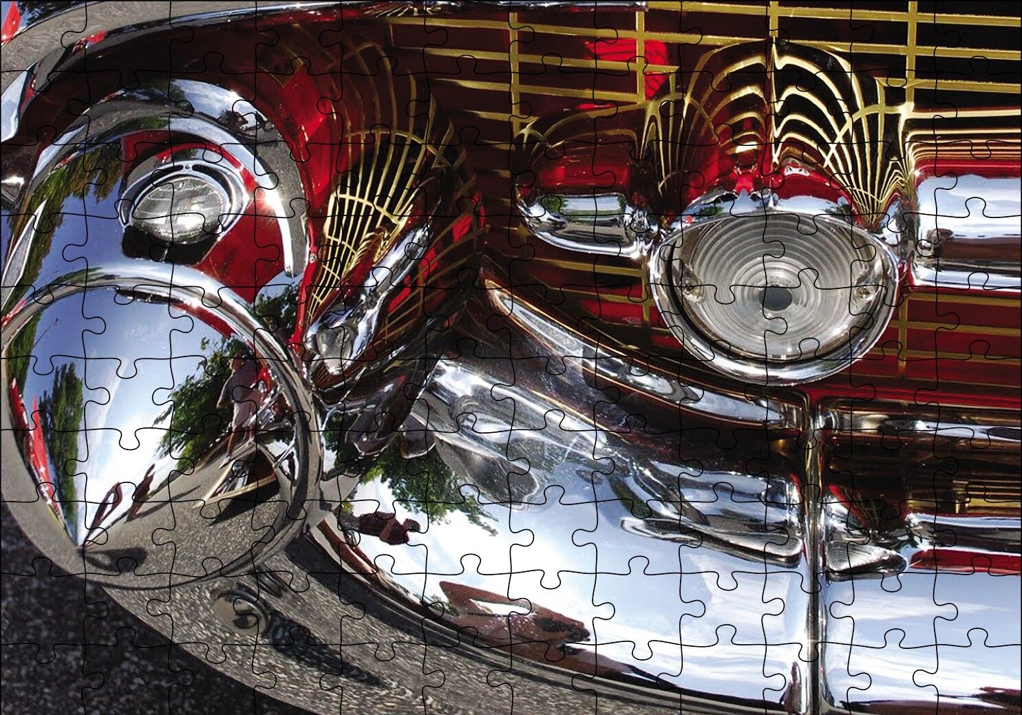 Klasik Araba Tampon Detay Görseli Puzzle Yapboz MDF Ahşap