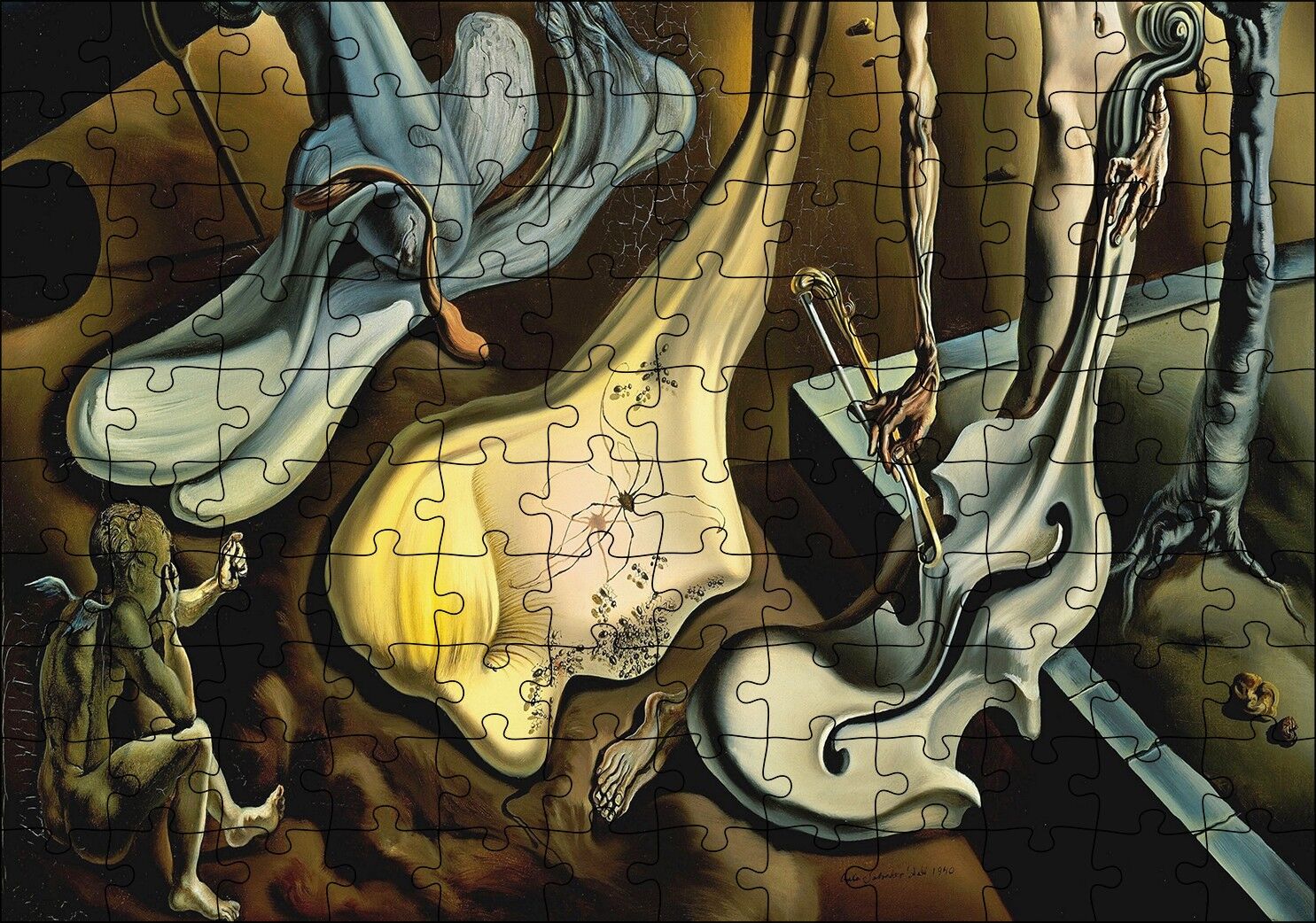 Salvador Dali Akşam Örümceği Göreli Puzzle Yapboz MDF Ahşap 120 Parça 24 cm X 34 cm