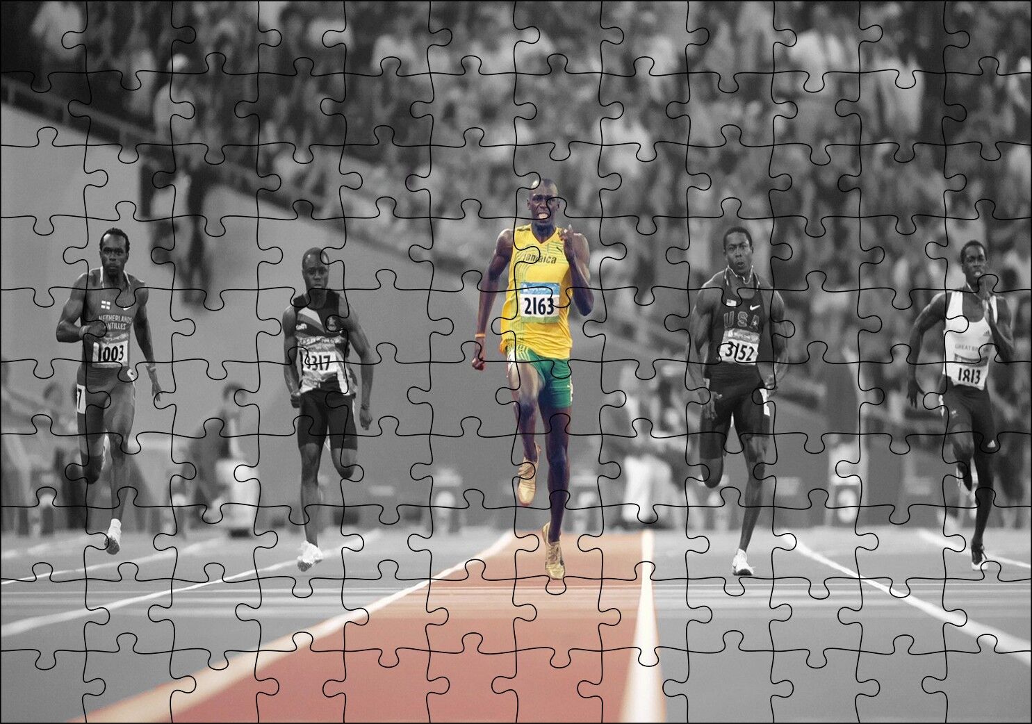 Usain Bolt Sarı Atletli Jamaika Sprint Sporları Puzzle Yapboz MDF Ahşap