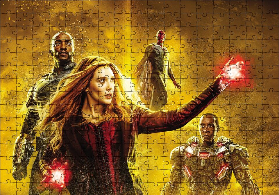 Avengers Falcon, Witch ve Rocket Puzzle Yapboz MDF Ahşap 255 Parça 34 cm X 49 cm