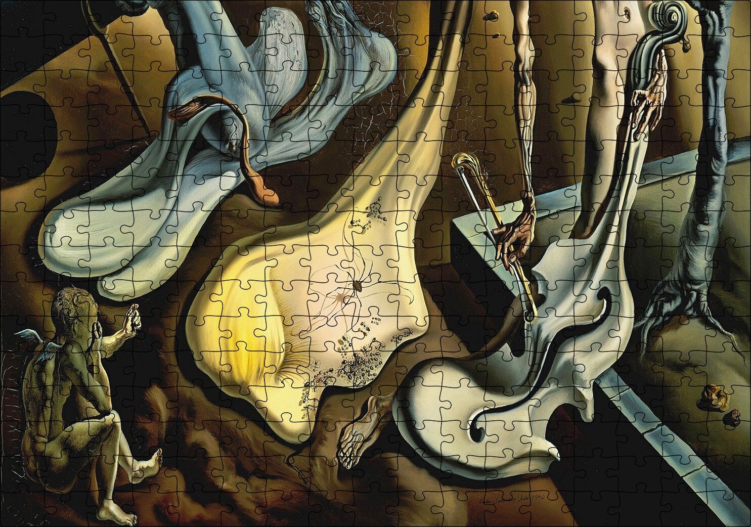 Salvador Dali Akşam Örümceği Göreli Puzzle Yapboz MDF Ahşap 255 Parça 34 cm X 49 cm