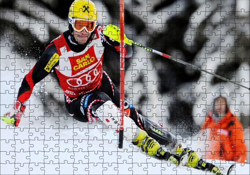 Marcel Hirscher Spor Kayak Puzzle Yapboz MDF Ahşap 255 Parça 34 cm X 49 cm