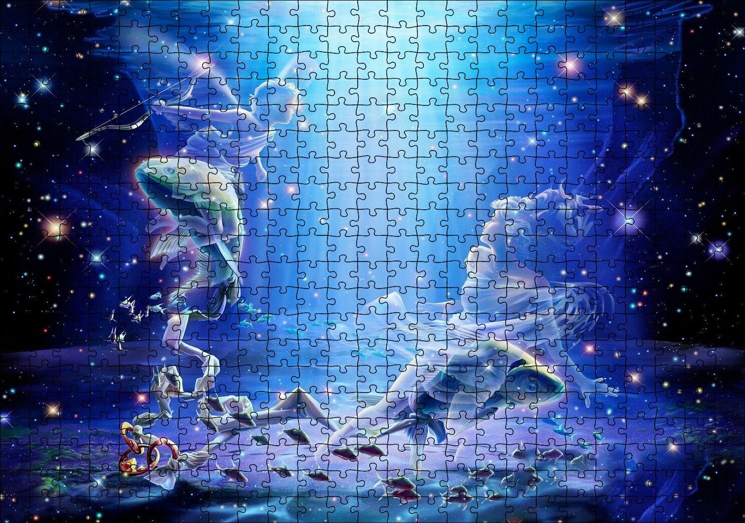 Perisi ile Yay ve Balık Burcu Puzzle Yapboz MDF Ahşap 500 Parça 49 cm X 68 cm