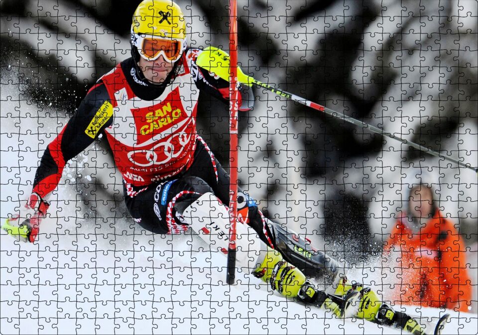 Marcel Hirscher Spor Kayak Puzzle Yapboz MDF Ahşap 500 Parça 49 cm X 68 cm