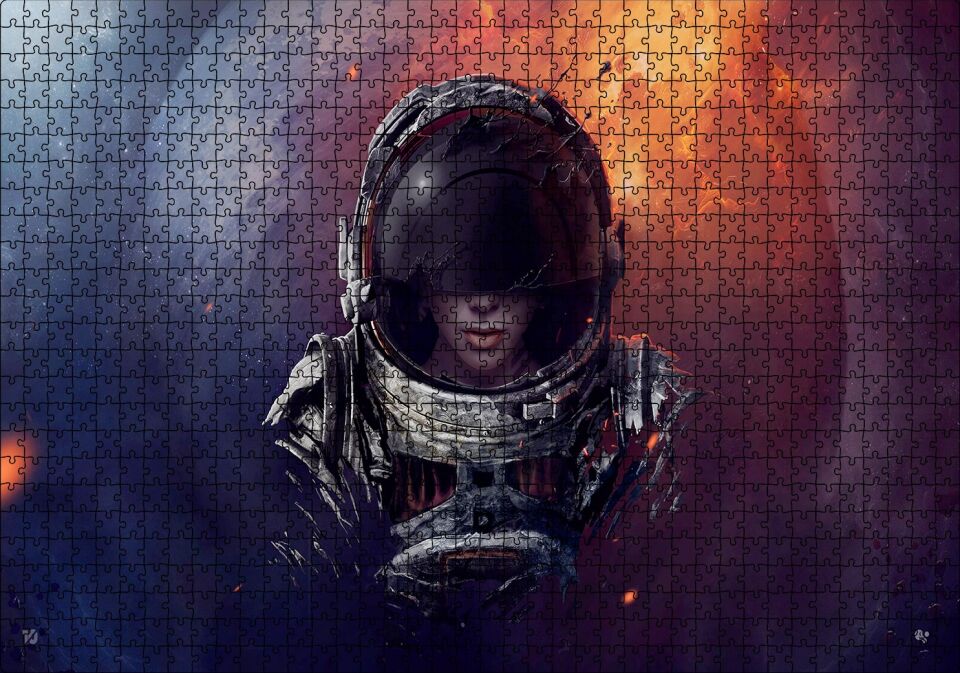 Uzay Güneş Işığı Astronot Görseli Puzzle Yapboz MDF Ahşap 1000 Parça 49 cm X 68 cm