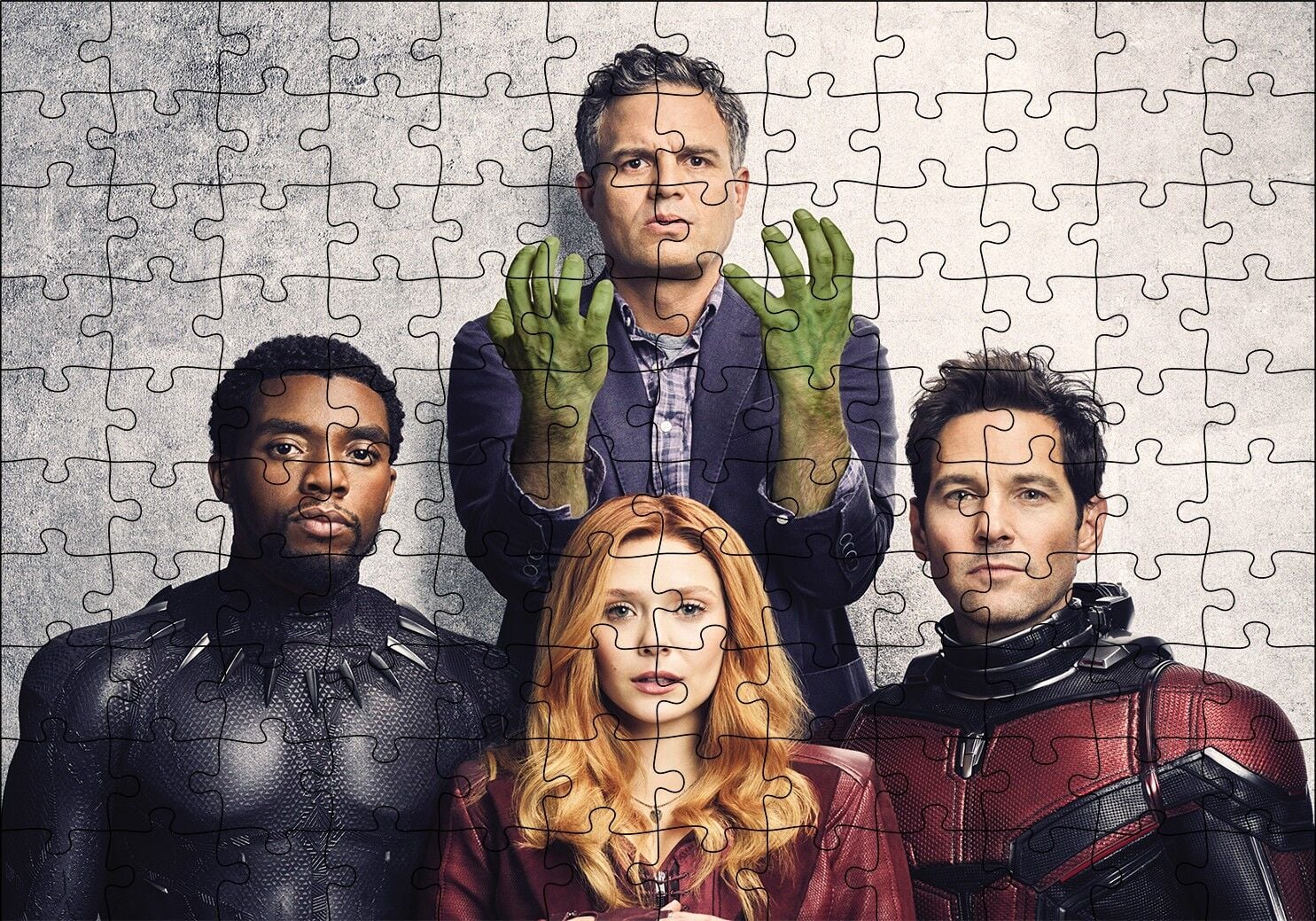Avengers Hulk, Black Panther, Ant Man ve Scarlet Witch Puzzle Yapboz MDF Ahşap 120 Parça 24 cm X 34 cm