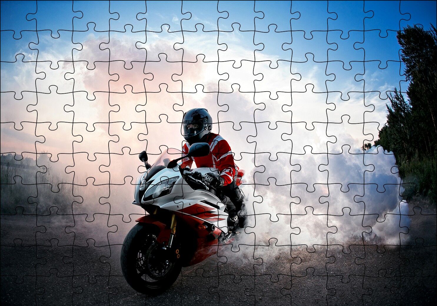 Racing Motorsiklet Patinaj Puzzle Yapboz MDF Ahşap 120 Parça 24 cm X 34 cm