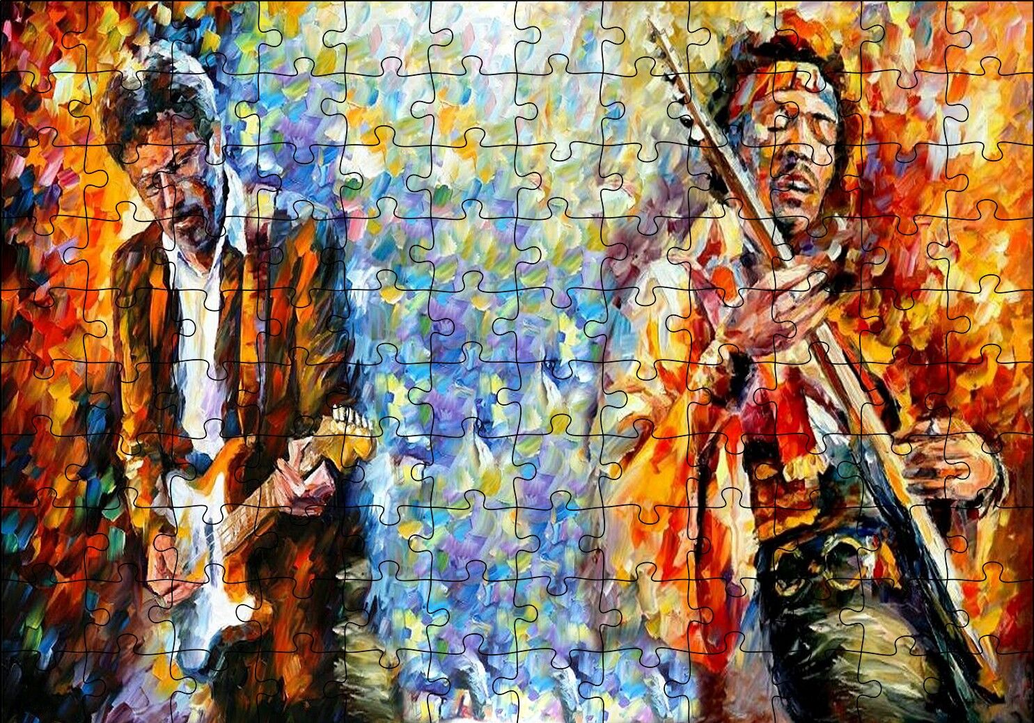 Eric Clapton Leonid Afremov Yağlı Boya Puzzle Yapboz MDF Ahşap 120 Parça 24 cm X 34 cm
