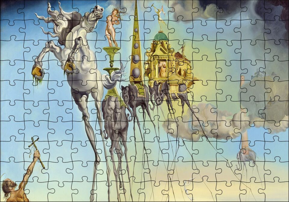 Salvador Dali Ve Gerçeküstü Fil İmgeleri Görseli Puzzle Yapboz MDF Ahşap 120 Parça 24 cm X 34 cm