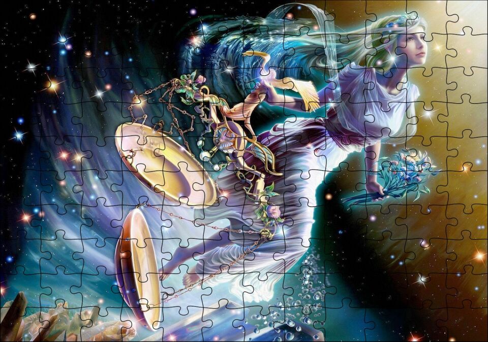 Perisi Terazi Burcu Görseli Puzzle Yapboz MDF Ahşap 120 Parça 24 cm X 34 cm