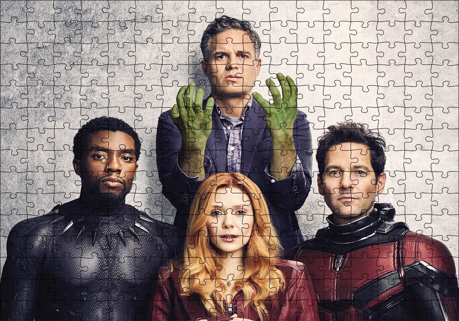 Avengers Hulk, Black Panther, Ant Man ve Scarlet Witch Puzzle Yapboz MDF Ahşap 255 Parça 34 cm X 49 cm