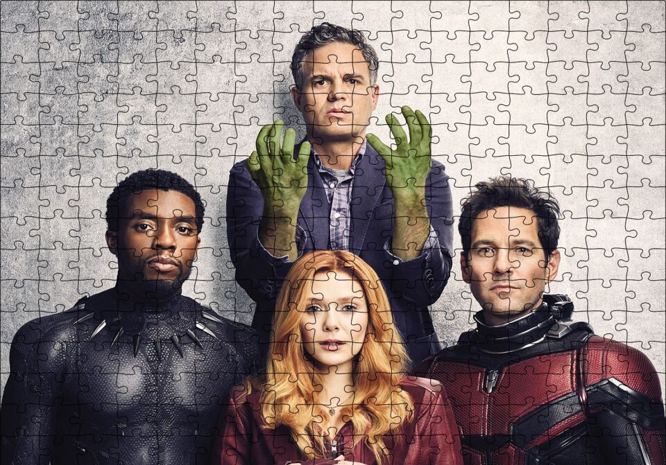 Avengers Hulk, Black Panther, Ant Man ve Scarlet Witch Puzzle Yapboz MDF Ahşap 255 Parça 34 cm X 49 cm
