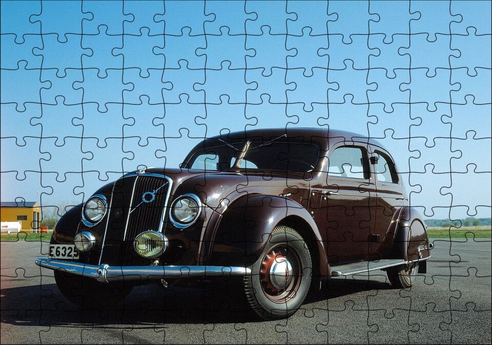 Volvo PV36 Carioca Kahverengi Modeli Puzzle Yapboz MDF Ahşap