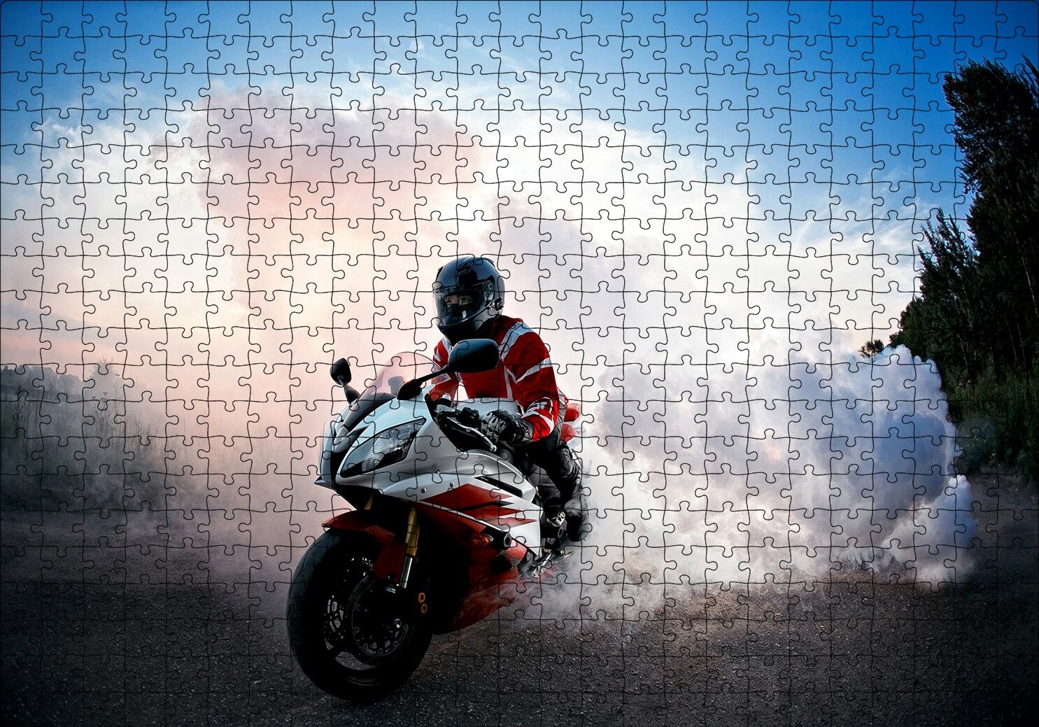 Racing Motorsiklet Patinaj Puzzle Yapboz MDF Ahşap 500 Parça 49 cm X 68 cm