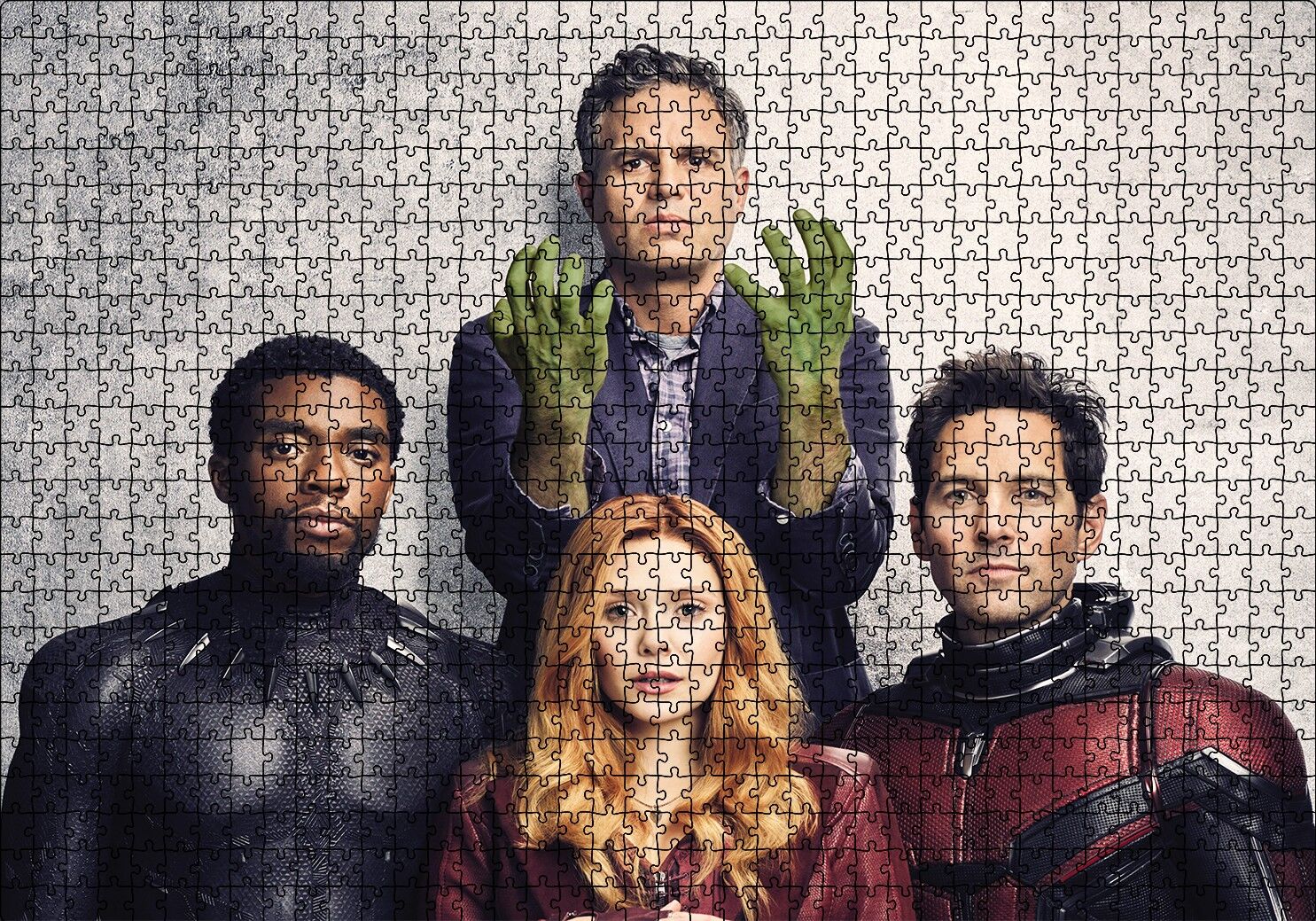 Avengers Hulk, Black Panther, Ant Man ve Scarlet Witch Puzzle Yapboz MDF Ahşap 1000 Parça 49 cm X 68 cm