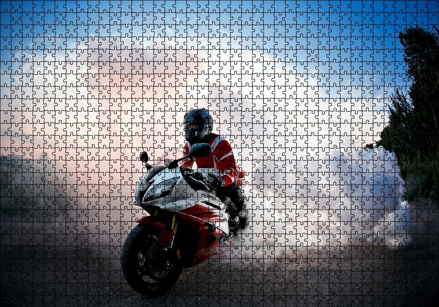 Racing Motorsiklet Patinaj Puzzle Yapboz MDF Ahşap 1000 Parça 49 cm X 68 cm