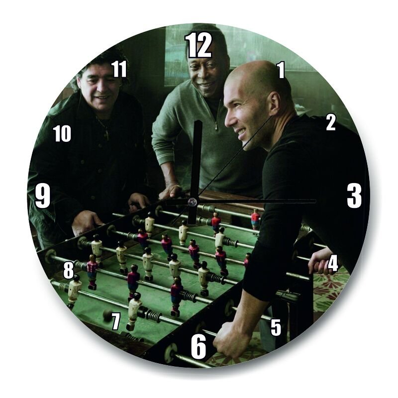 Pele Maradona Zidane Langırt Oyunu  Mdf Ahşap Duvar Saati