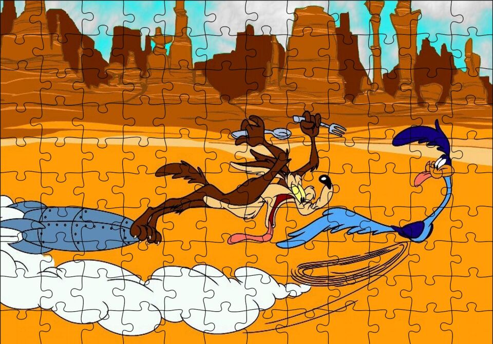 Road Runner ve Coyote Puzzle Yapboz MDF Ahşap