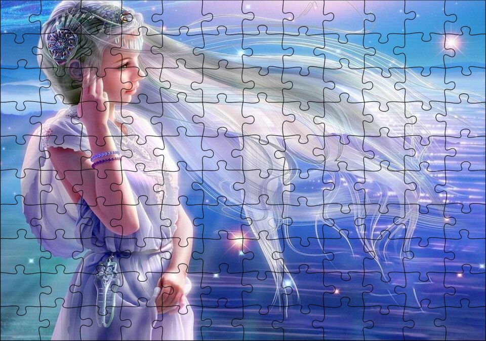Perisi ve Arkaplanda Yıldızlar Puzzle Yapboz MDF Ahşap 120 Parça 24 cm X 34 cm