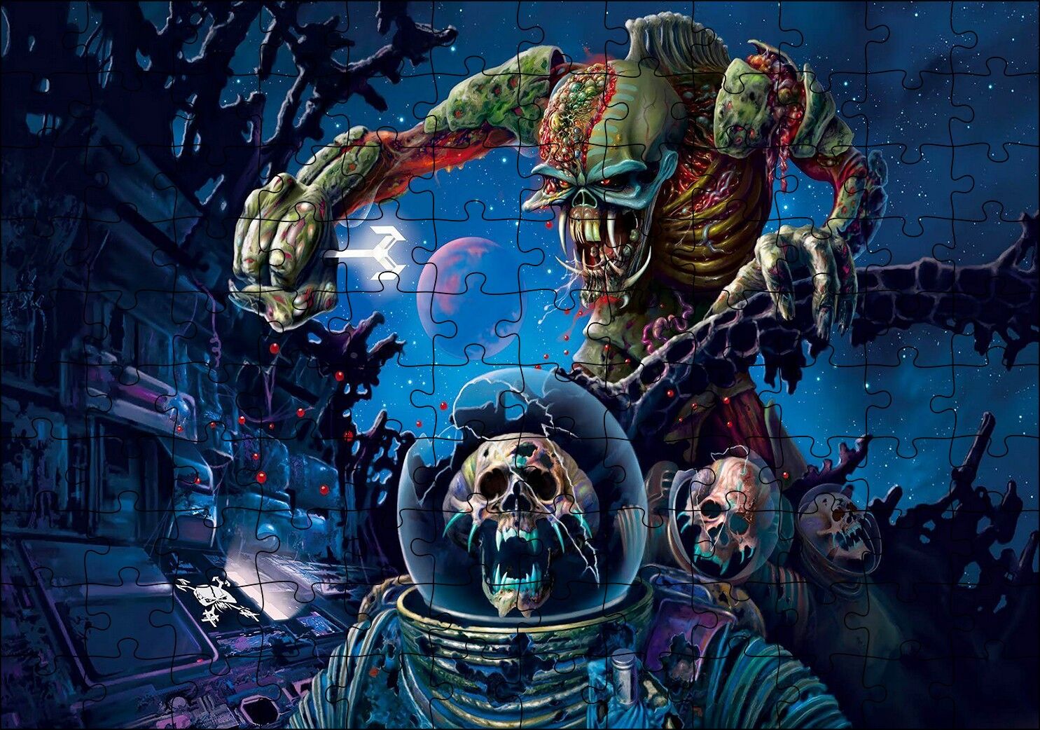 Yaratıkların Savaşı İllüstrasyon Puzzle Yapboz MDF Ahşap