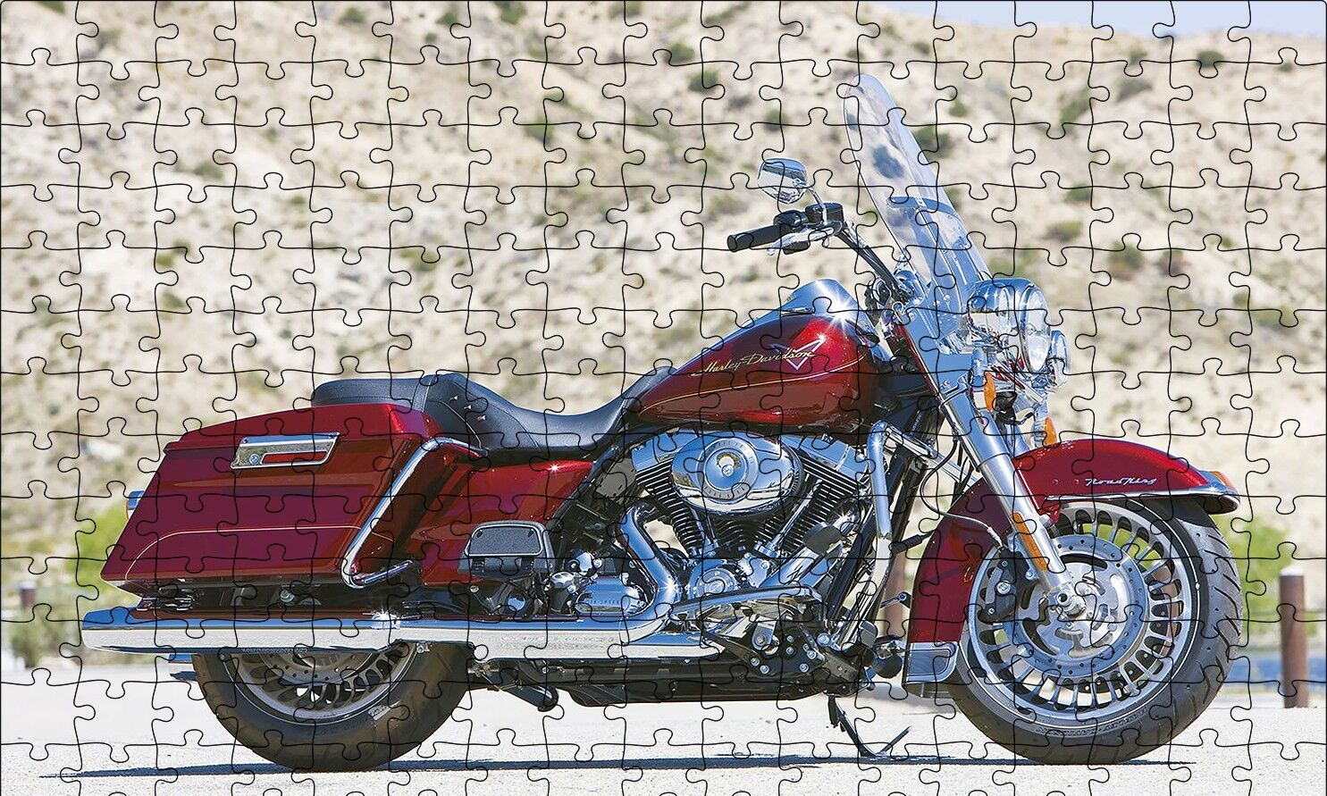 Harley Davidson Bordo Motorsiklet Puzzle Yapboz MDF Ahşap 255 Parça 34 cm X 49 cm
