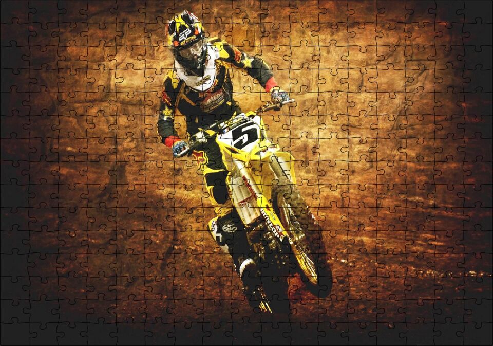 Motokros Vintage Tarzı Görsel Puzzle Yapboz MDF Ahşap 255 Parça 34 cm X 49 cm