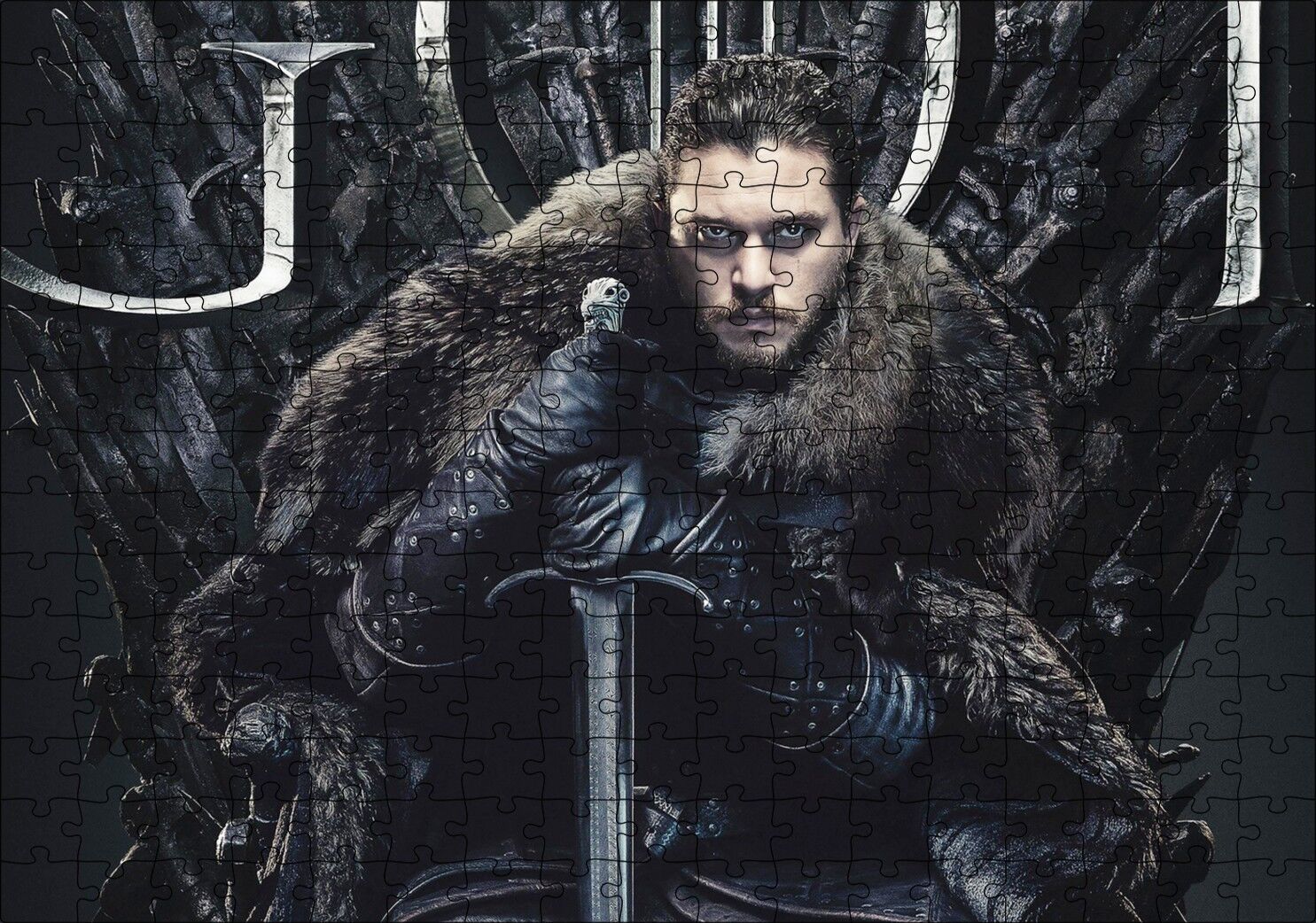 Game of Thrones Jon Snow Tahtta Puzzle Yapboz MDF Ahşap 255 Parça 34 cm X 49 cm
