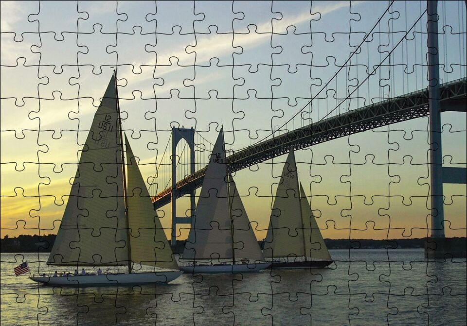 Rhode Island Köprü Yelkenliler Puzzle Yapboz MDF Ahşap