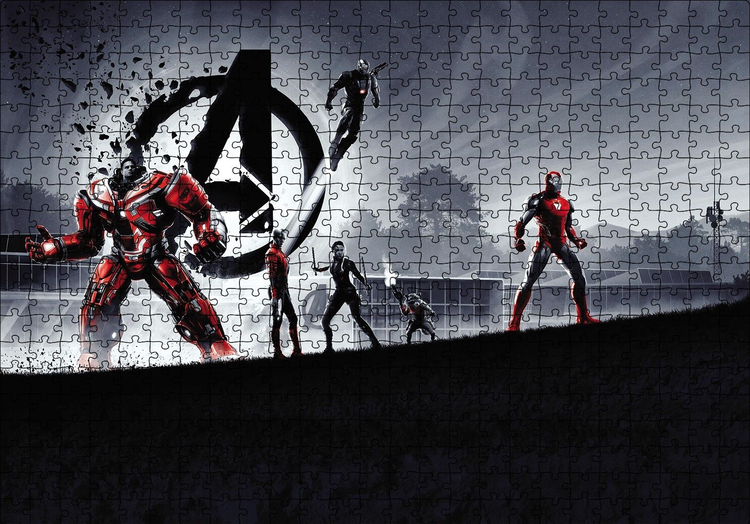 Avengers Hulkbuster, Iron Man, Black Widow ve Rocket Puzzle Yapboz MDF Ahşap 500 Parça 49 cm X 68 cm